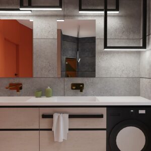 łazienka w stylu industrialnym - oświetlenie labra
